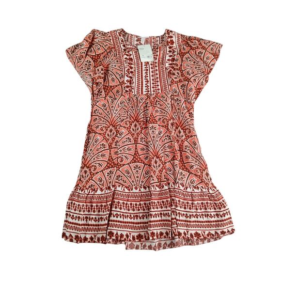 Knox Rose Shirt Womens XS Orange Pattern Boho Flowy Tunic Short Sleeve NWT - Picture 1 of 8